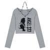 Fashion Woman Tshirts  Slim Women Goth T-shirt Long Sleeve Crop Tops Y2k Top Clothing Korean T Shirt