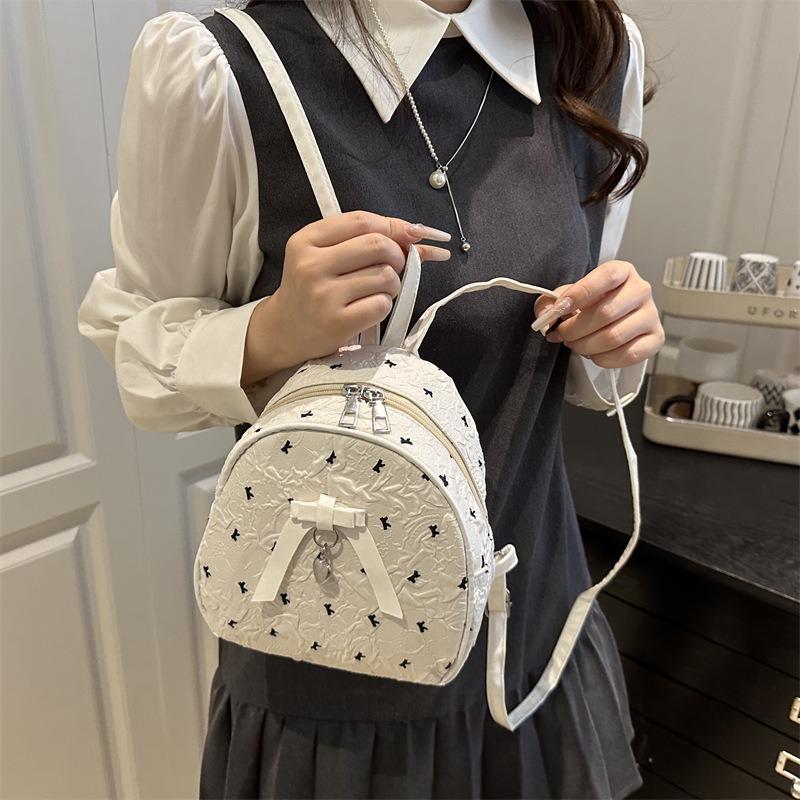 New Girl Bow Seersucker Sweet Shoulder Small Bag Backpack Girls Portable Small Bag Small Fresh