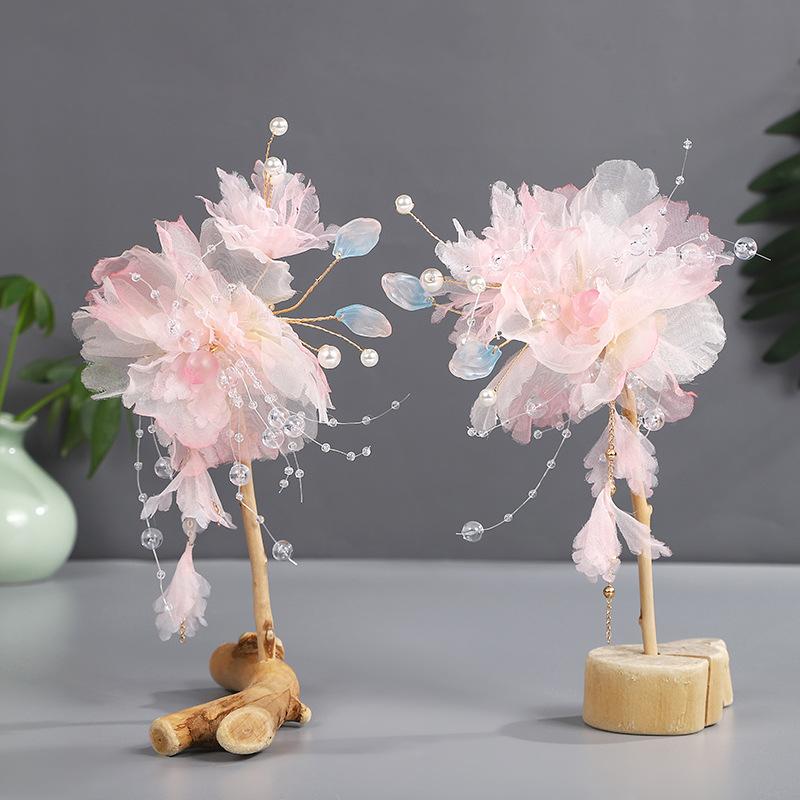 Flower Hair Clips Forks Chinese Hanfu Hair Accessories for Women Hairpin Fork Handmade Vintage Wedding Hair Jewelry Retro Crowns for Girl and Women