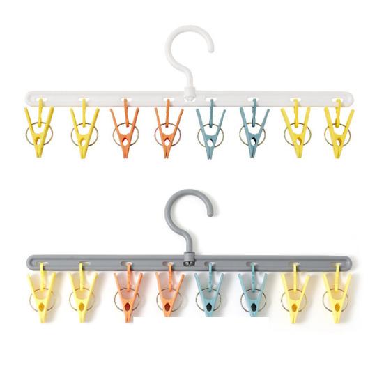 Coat Hanger with 8 Clips 360 Degree Rotation Great Load Bearing Underpants Towel Clothes Drying Holder Clip Sock Clip Hanger Wardrobe Cap Organizer