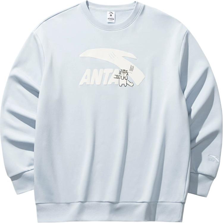 Anta Comfortable Casual Simple Round Neck Pullover Sweatshirt Women Sweatshirt Light-Blue 962518715-3