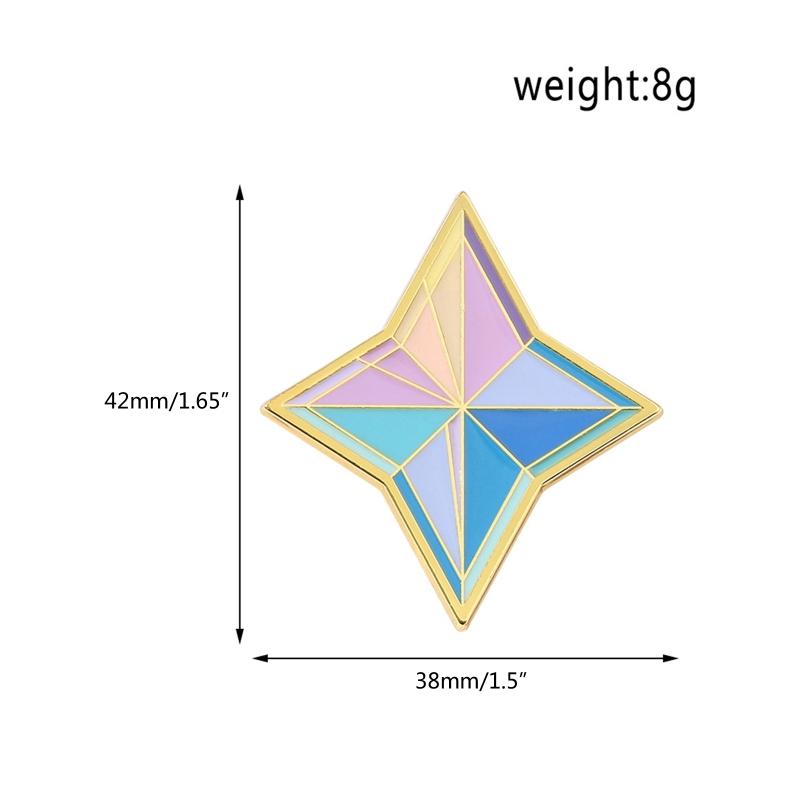 Spill Genshin Impact Primogem Brosje Emalje Mote Dame Dress Bag Lapel Geometrisk Form Badge Brosje for Creative Jewe