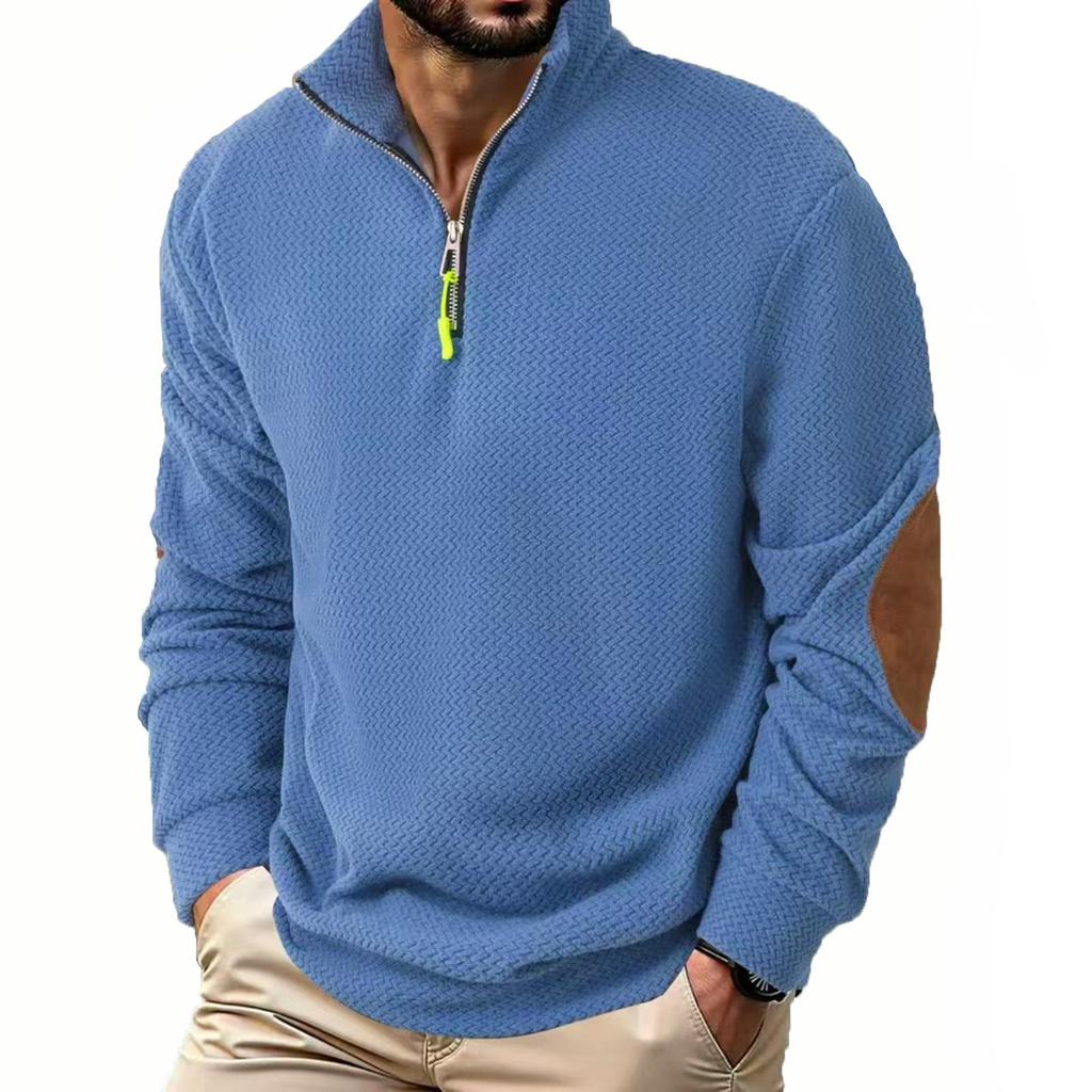 Men's Solid Color Stand Collar Zipper Sweatshirt Hoodie Men's Sports Large Size Casual Sweatshirt