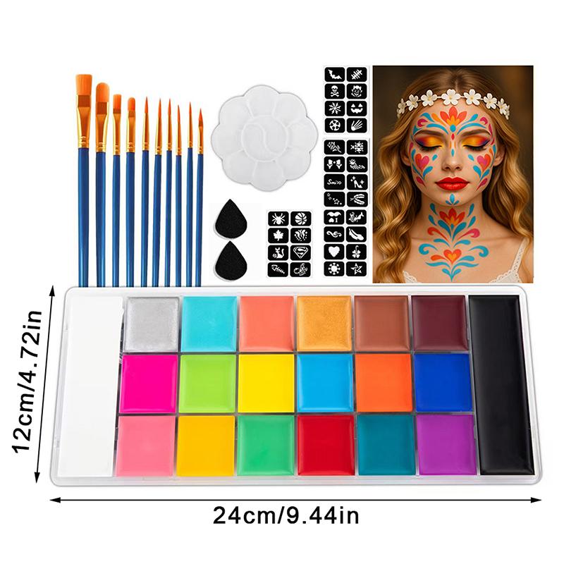 Face Body Paint Palette Professional Flash Non Toxic Safety Tattoos Paint Party Decoration Artist Fancy Makeup Set