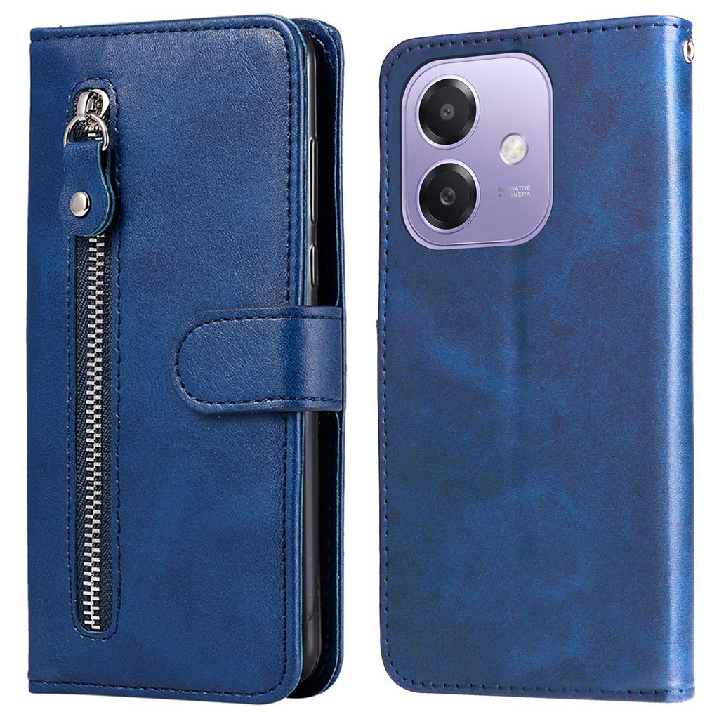 For Oppo A5x 5G/A3x 4G/A3x 5G (India) Case Zipper Wallet Calf Texture PU Leather Phone Cover