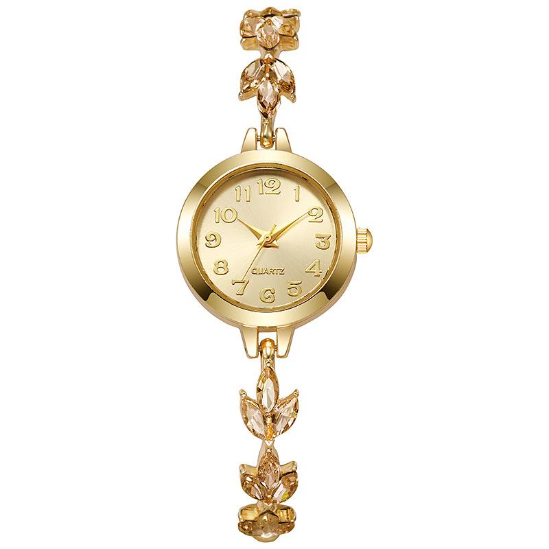 Women Bracelet Watch with Floral Chain Design Round Dial Analog Display Quartz Movement Adjustable Length for Daily Wear