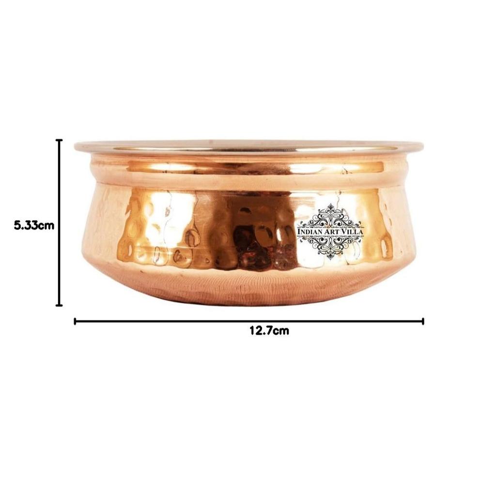 Steel Copper Serving Handi Bowl, Serveware & Tableware, Home Restaurant, Volume-300 ML, Pack of 1