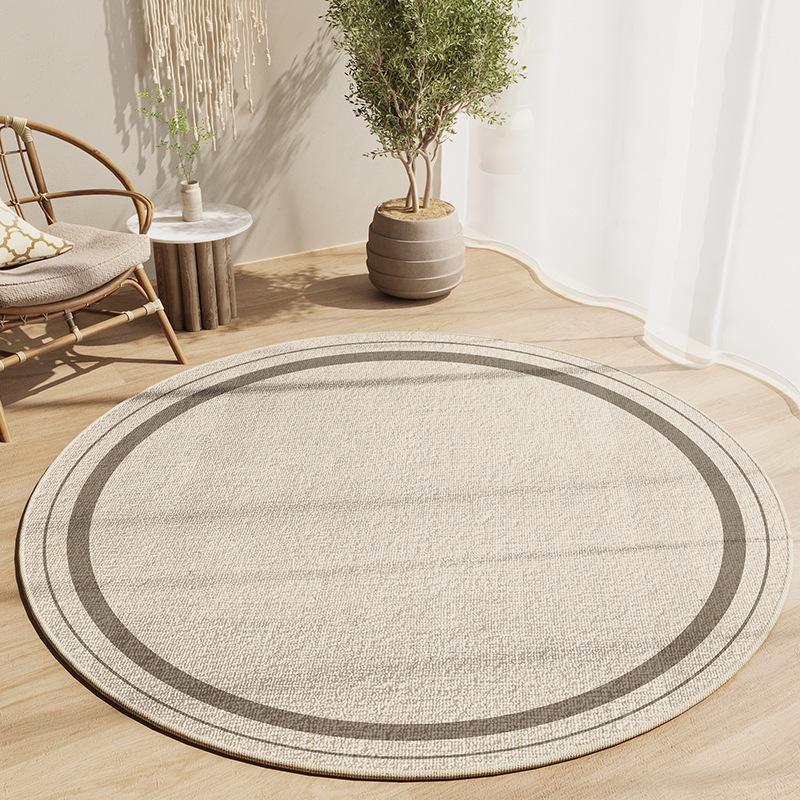 Japanese Style Round Carpet Mat & Swivel Chair Set - Crystal Velvet Foot Pad & Coffee Table Mat