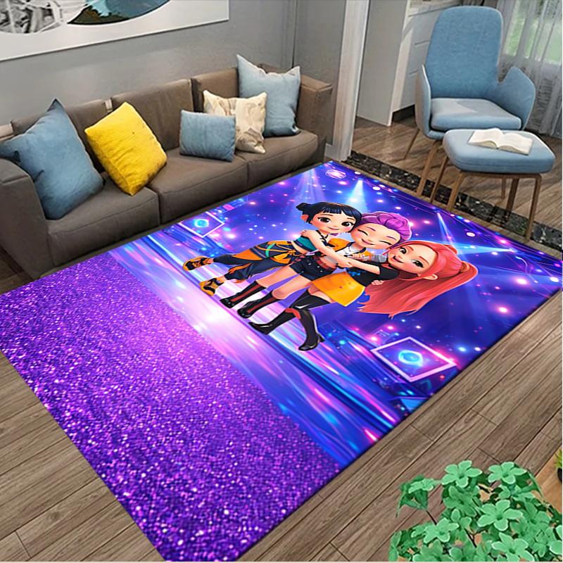 1pc General-purpose Rug, Kpop Demon Hunters Printed Area Rug, Comfortable Office Chair Carpet, Home Entrance Floor Mat