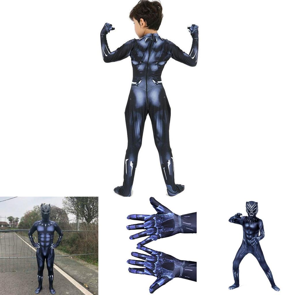 Premium Quality Black Panther Superhero Cosplay Jumpsuit For Adults And Kids