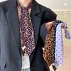 Ribbon Floral Scarf Leopard Print Shirt Tie Retro Long Scarves  Party