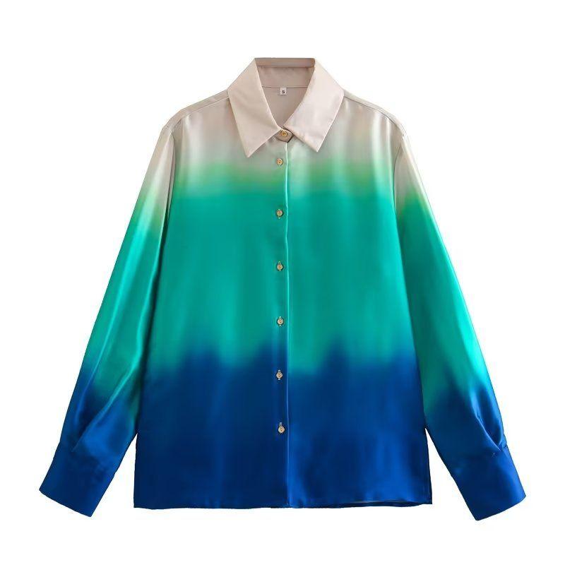 Fashion Style Spring New Arrival Fashion Women's Fashion Clothing Tie-Dyed Print Long Sleeves Lapel Shirt 2633352 330