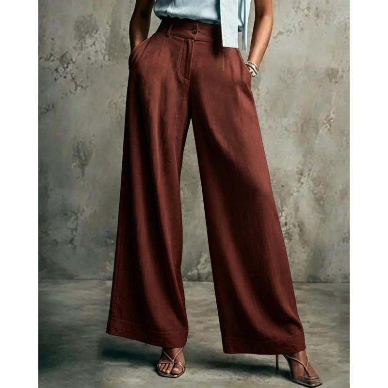 New Style Women's Solid-color Wide-leg High-waist Loose-fitting Slimming Casual Pants