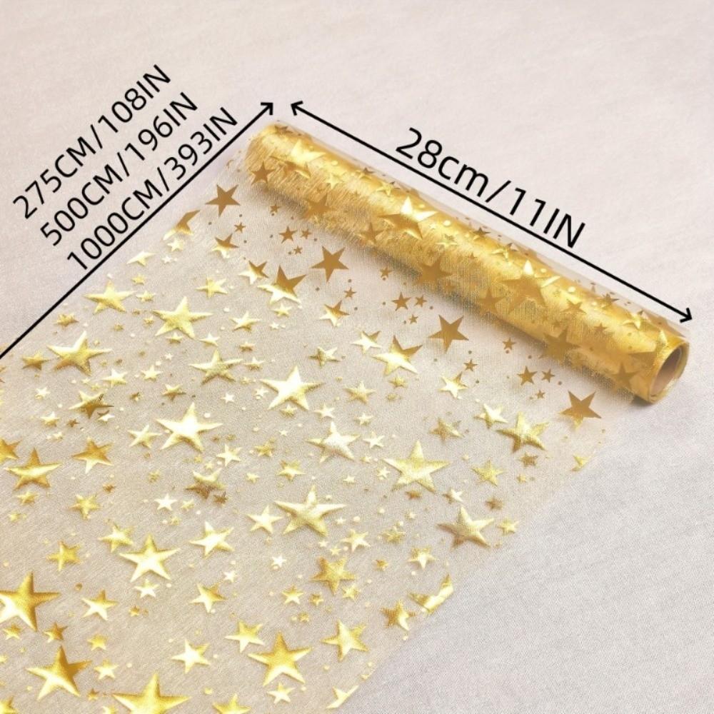 Sheer Mesh Bling Star Table Runner Star Pattern Romantic Mesh Table Runner Polyester Shimmery Glitter Table Runner