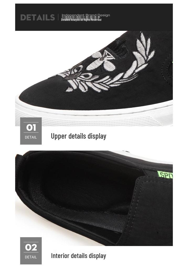 Korean Style Men's Trendy Loafers: Breathable Mesh, Embroidery, Slip-on Casual Shoes for Spring & Autumn.