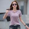 Pure Cotton Summer New Women's Slimming V-neck Short-sleeved T-shirt Casual Fashionable and Versatile Plate-sized Top