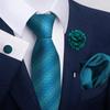 Brown Paisley Men's Tie, Pocket Square, Cufflinks & Boutonniere Set for Business Formal Wear.