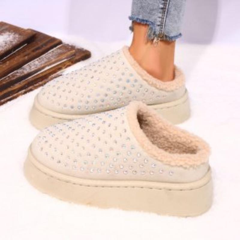 

Женские зимние меховые утепленные теплые холодные легкие походные домашние амортизирующие водонепроницаемые нескользящие спортивные снежные ботинки хлопковые тапочки 43 бежевый