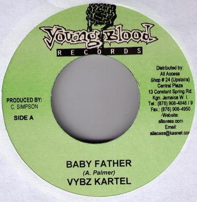 7inch Record VYBZ KARTEL / RAS DEAN - Baby Father / Cleanest Kindest Rast NONE Young Blood Rec 2005 Jamaica Reggae, Ska & Dub Used