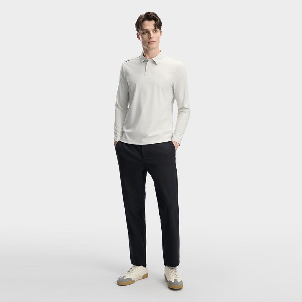 FILA White Fashion Simple Classic Basic Solid Color Casual Light Business Versatile Comfortable Long Sleeve Polo Shirt Men tops F11M613218FGY