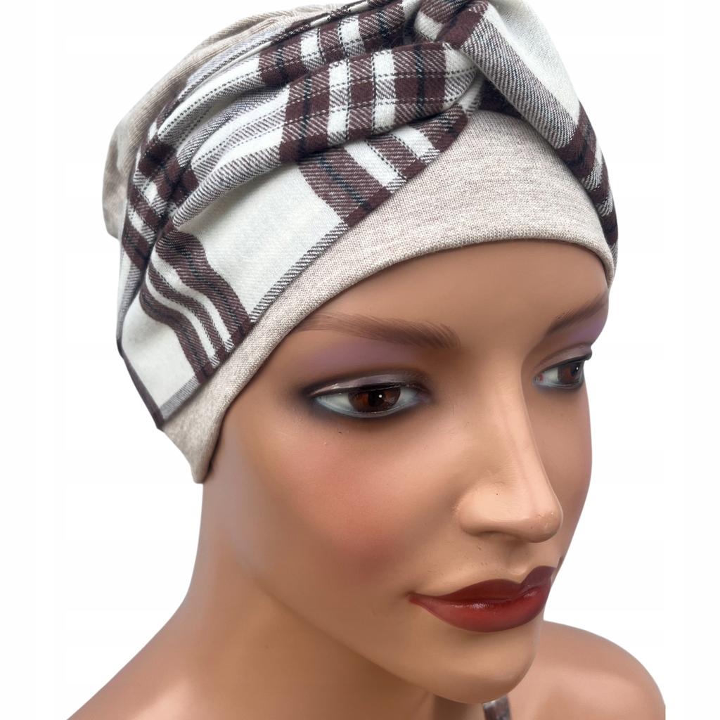 Women's Turban Lena Light Beige Knitted 531 Autumn Also After Chemotherapy