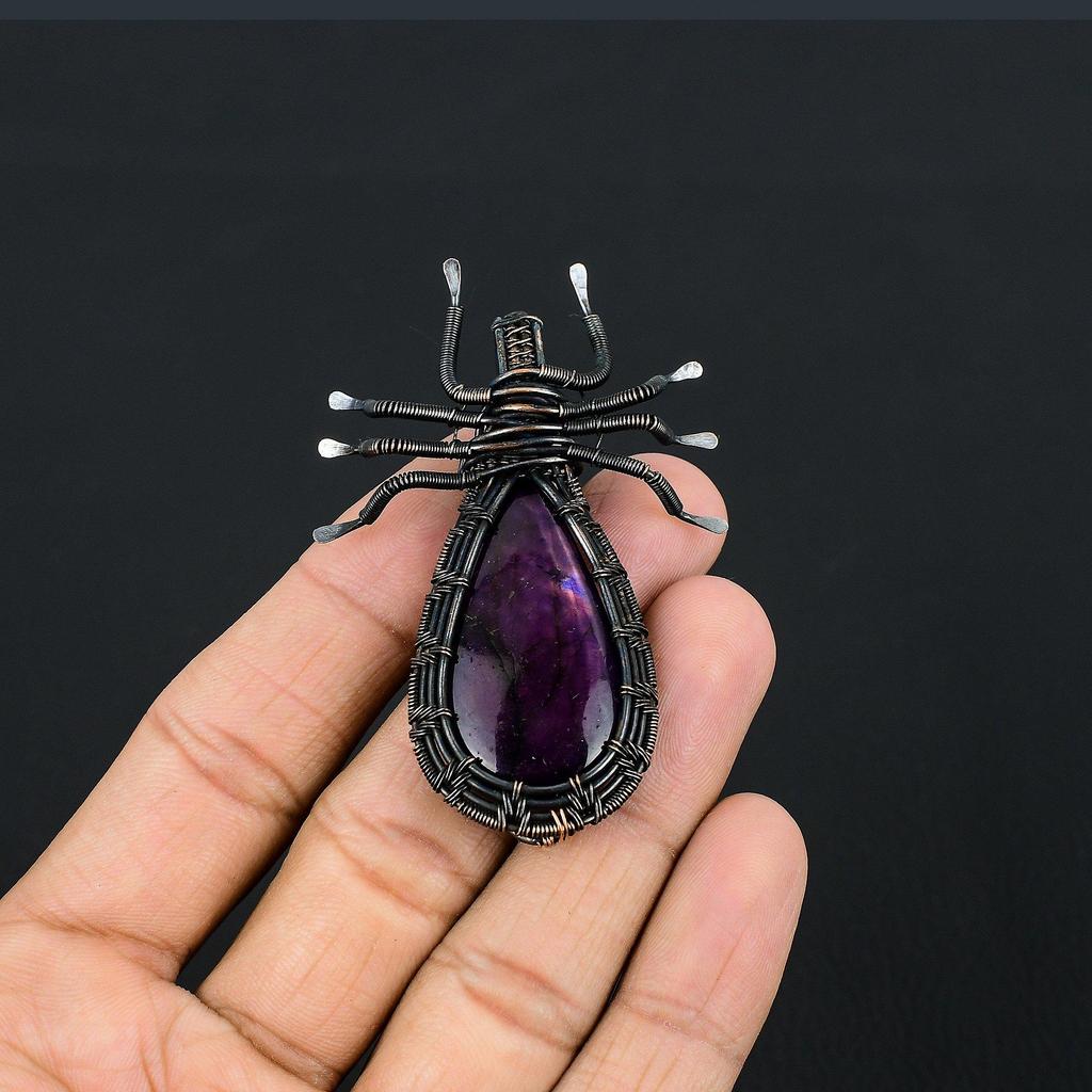 Amethyst Pendant Gemstone Jewelry, 999 Copper Wire Wrapped Pendant, Gift For Women Handmade Pendant