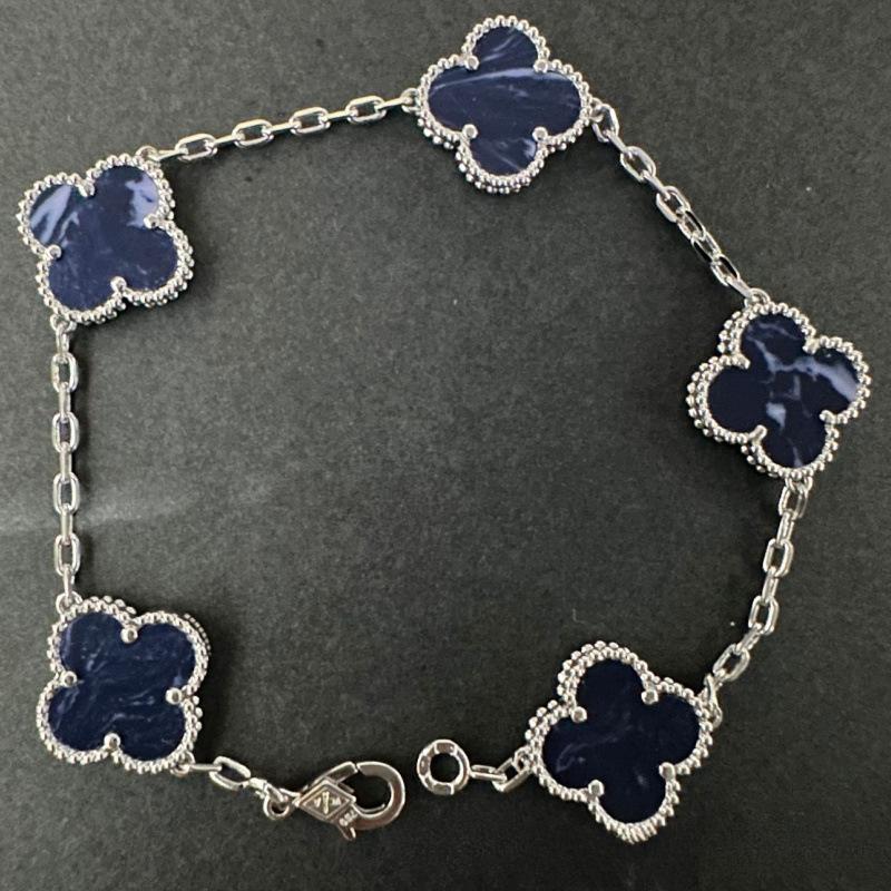 Exquisite Four-leaf Clover Bracelet for Women Five-flower Bracelet Double-sided Natural White Mother-of-pearl and Carnelian Bracelet