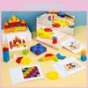 Wooden Mirror Puzzle Building Blocks For Kids Educational Toy With Spatial Logic Development