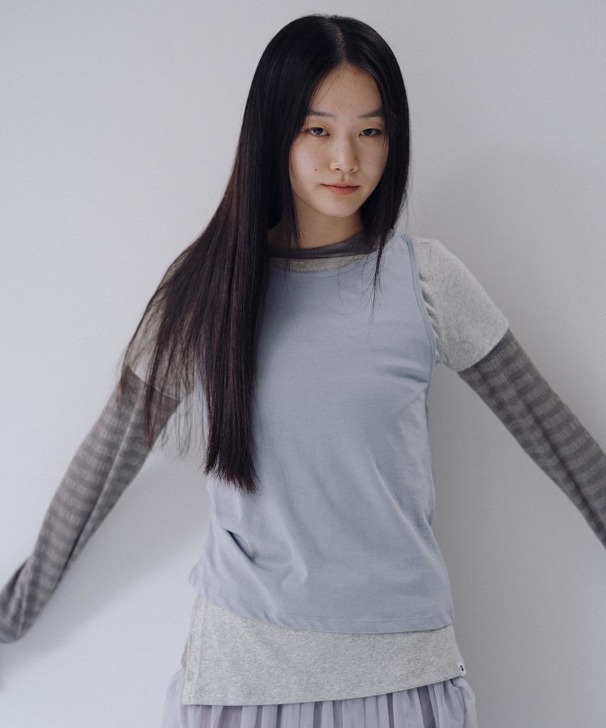 Ohesio Two-Way Layered T-Shirt, Gray