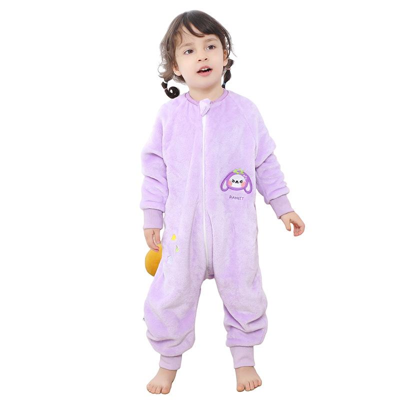 Baby Cartoon Flannel Romper Warm One Piece Pajamas Autumn Winter Homewear for Kids