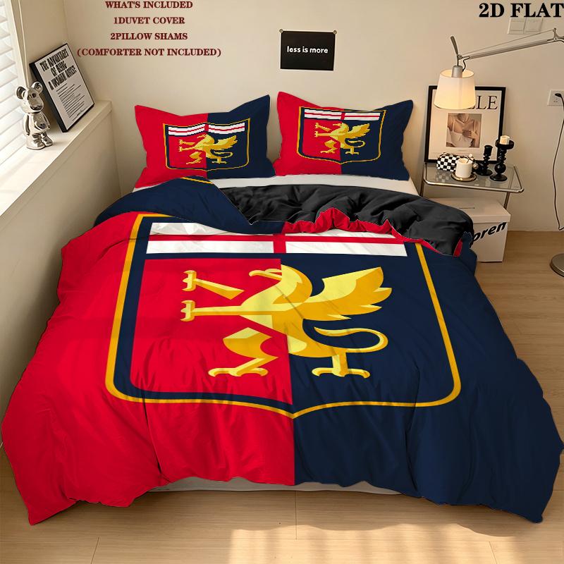 Genoa CFC Pattern Bedding Home Decoration Birthday Gift ( 1 duvet cover + 2 pillowcase, without core),fan merchandise.