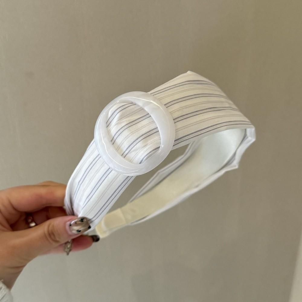 Blue Plaid Wide Brim Headband Round Shape Women Headband New Makeup Headband  For Hair Styling