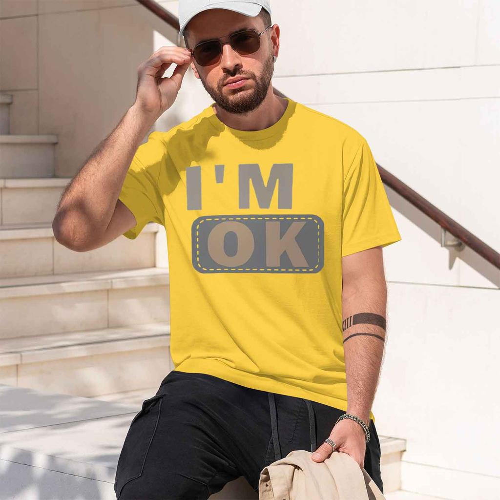 2026 New Model Unisexs Summer 100 Cotton Fashionable Casual Sports Loose Fashion Im Ok Letter Printed Round Neck Short Sleeved T