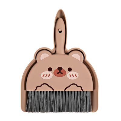 Kehrschaufel und Besen Set Cartoon Mini Tragbarer Reinigungsbesen mit Kehrschaufel für Schreibtisch Bär