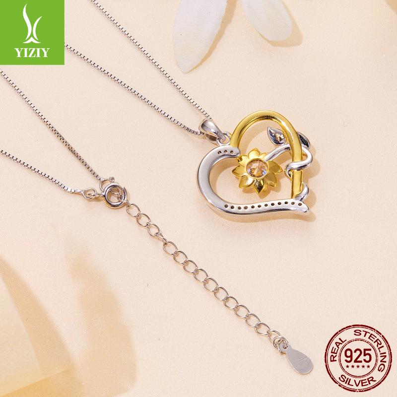 One Carat Love Moissanite Necklace, Asymmetrical Heart-Shaped Flower S925 Silver Necklace Jewelry