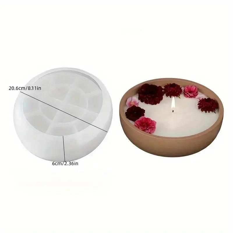 

DIY Round Big Candle Jar Silicone Molds Cement Flower Pot Mold Concrete Wax Box Storage Bowl Candle Tray Mold Home Decor Crafts