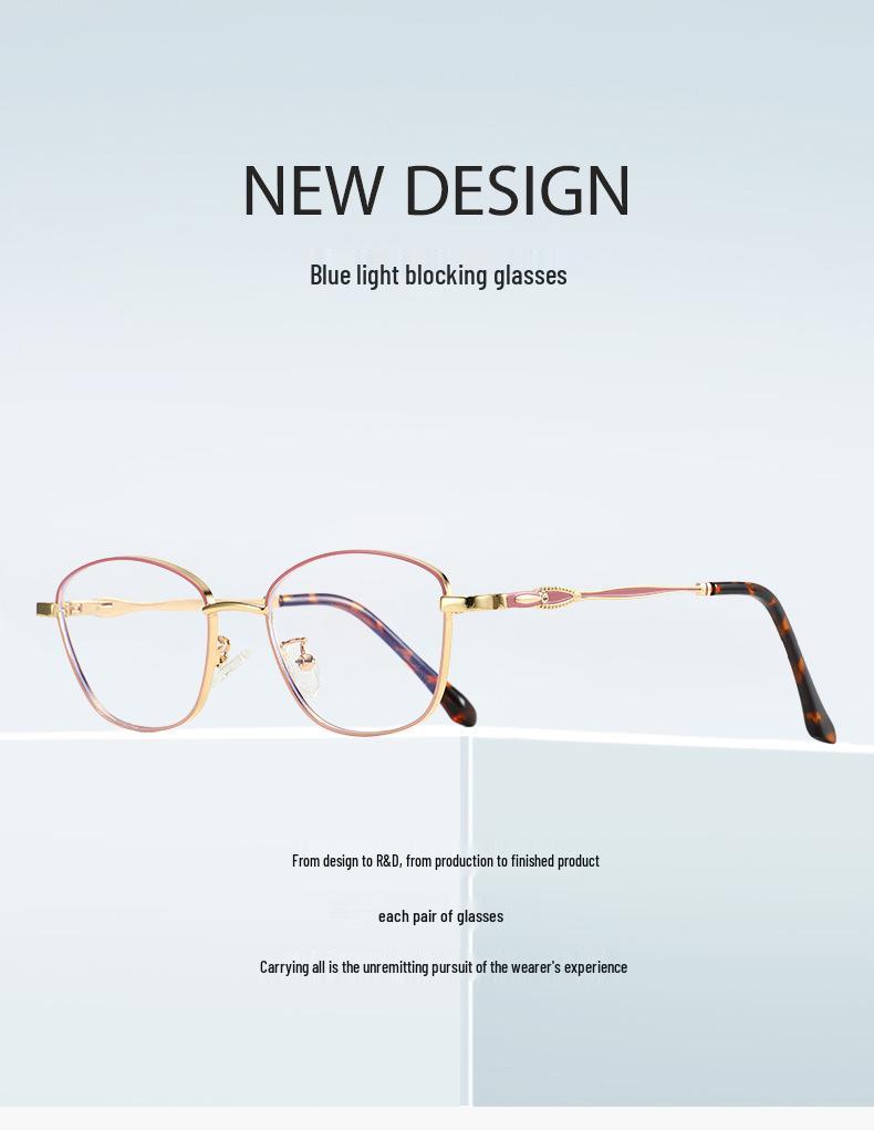 2025 Women’s Fashion Color-Changing Anti-Blue Light Metal Glasses with Flat Lenses - European & American Style