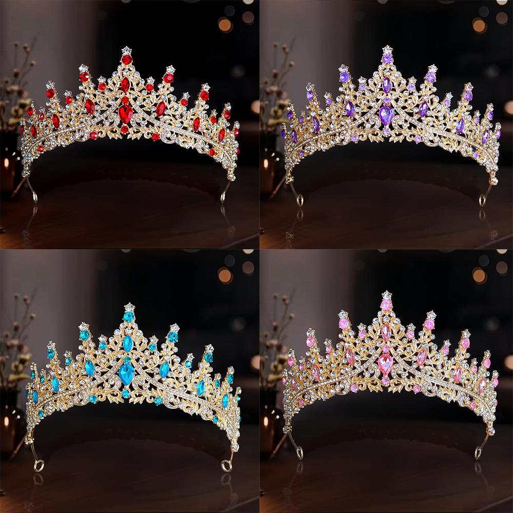 Bride Crown Wedding Dress  Party Crown Birthday Performance Carnival  Crystal Hair Accessory