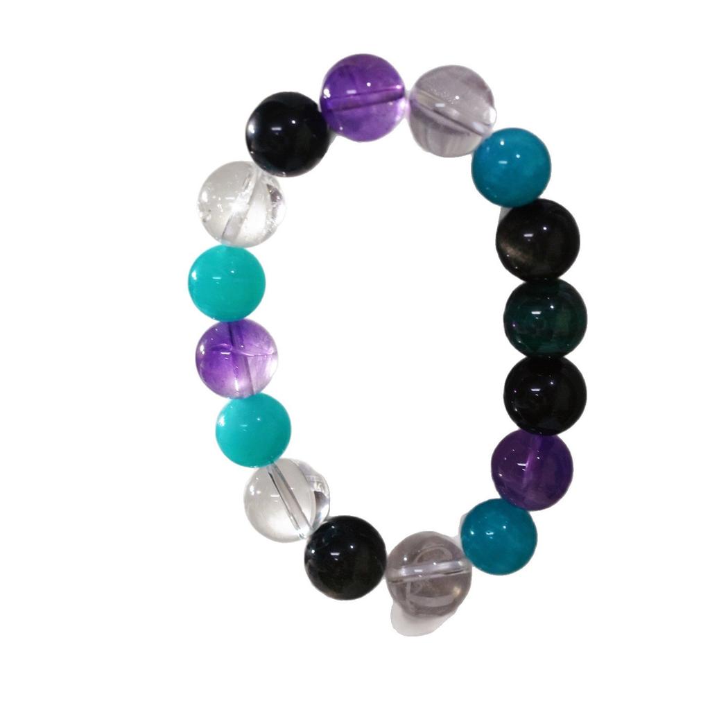 High Quality Natural Amethyst White Crystal Malachite Amazonite Bracelet