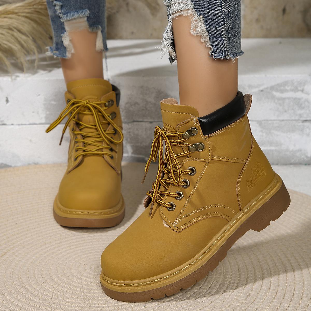 

Мода 2024 Женские высокие ботинки Кожаная обувь Модные ботильоны Женские зимние ботинки Женская обувь На шнуровке 42 жёлтый