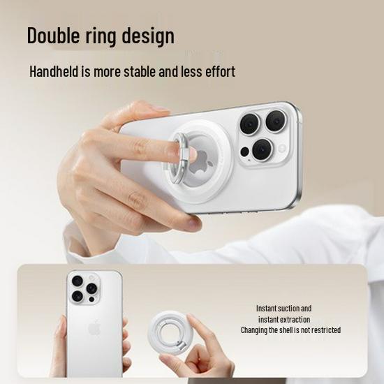 Double-Sided Magnetic Rotating Phone Ring Holder - Multi-Color Options Available Black