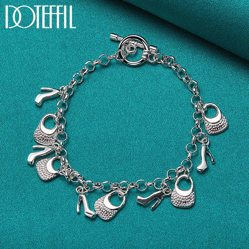 Shoes Bag Pendant Bracelet Silver Beautiful Jewelry