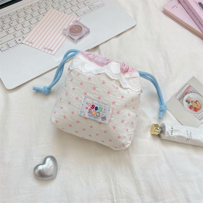 58151 Cute lace drawstring bundle storage bag Cosmetics sub-packaging bag Travel wash storage bag