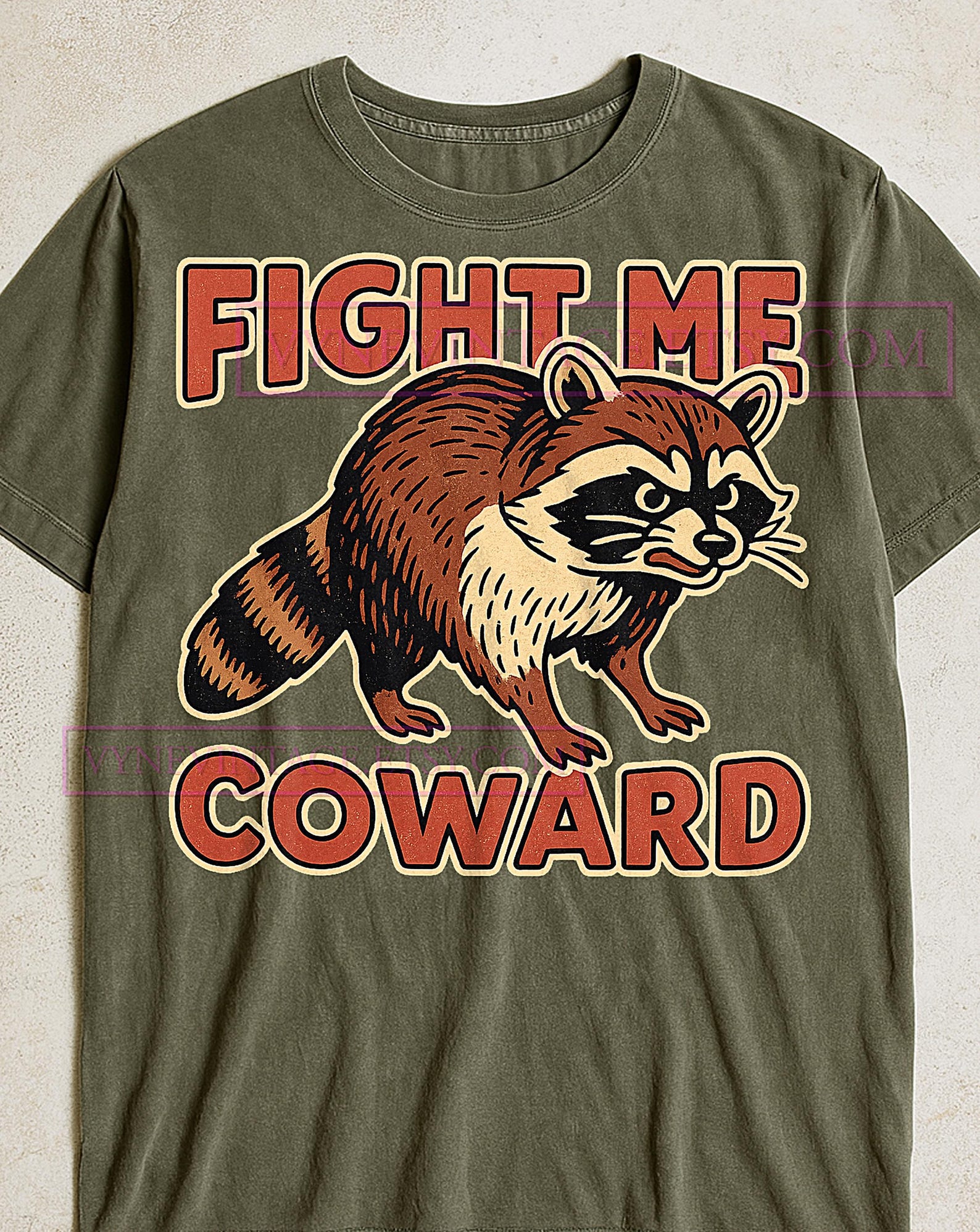 Fight Me Coward Raccoon T-Shirt, Retro Vintage Shirt, Angry Raccoon Graphic, Funny Animal Tee, Raccoon T-shirt, Raccoon Sweater M