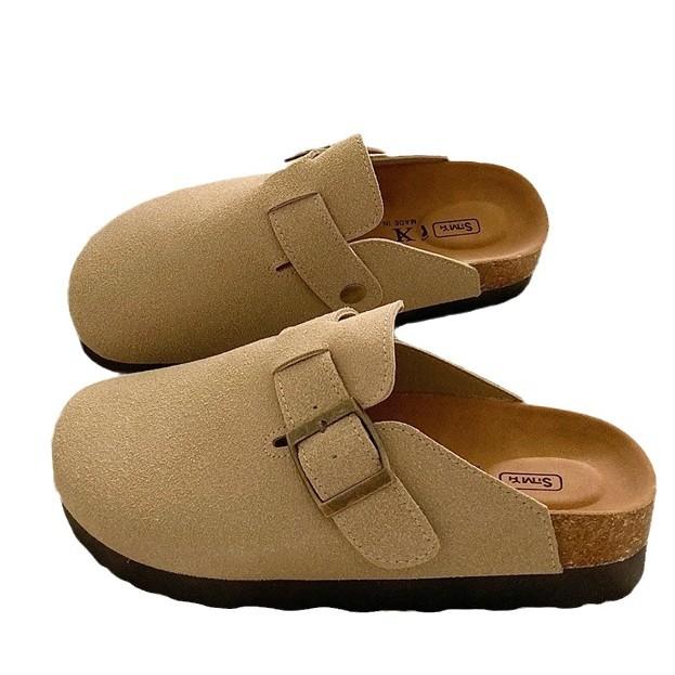 Good Texture Push~! 4cm Thick-soled Heightening Cork Boken Shoes Women's Autumn New Non-slip Bag Head Boken Slippers