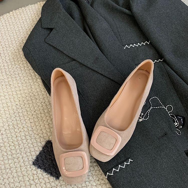 Korean version of fairy suede square buckle thick heel Mary Jane shoes 2025 new gentle with skirt commuter single shoes women