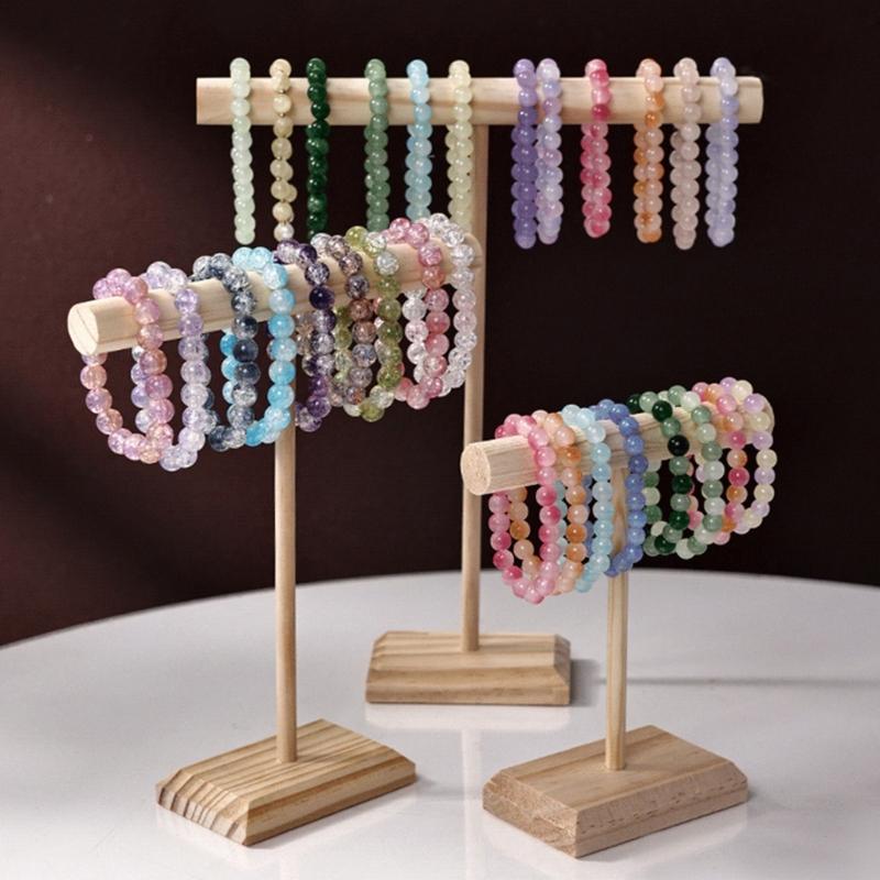 Handmade Jewelry Organiser for Bracelets and Bangles Elegant Necklace and Hair Band Display Stand with Wooden Base