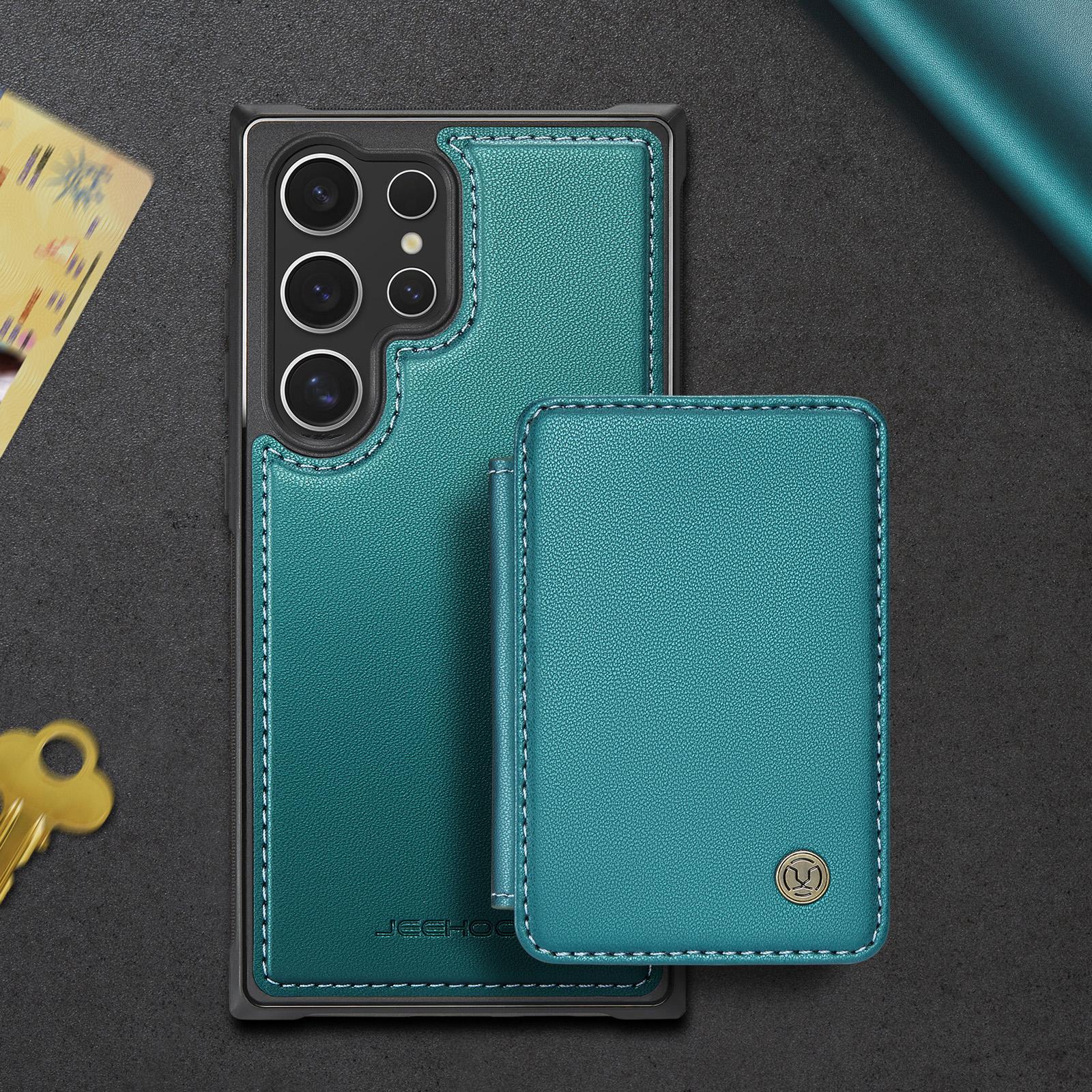

Leather Case for Samsung Galaxy S26 Ultra S25 Edge S24 Plus S23 FE S22 S21 S20 Note 20 Detachable Magnetic Card Holder Wallet Galaxy S26 Ultra лазурь