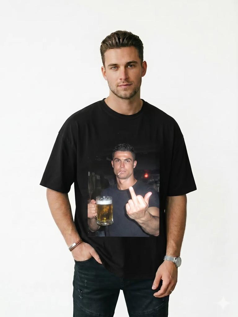 Off-Duty Ronaldo Print Cotton Summer Fan Gift T-Shirt