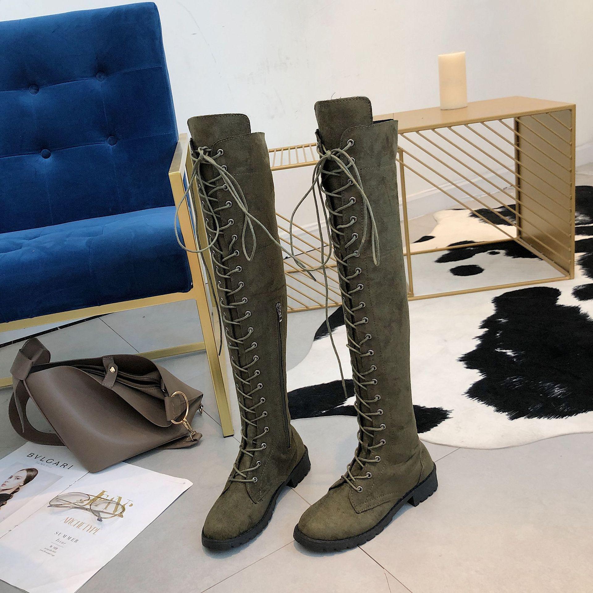 Плоские ботфорты Мартин ботинки с круглым носком женские ботинки 34 зелёный 4253₽